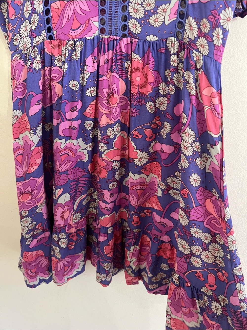 Rusttydustty Womens M Purple Pink Retro Floral Tiered Babydoll Boho Dress NWT - Picture 6 of 12